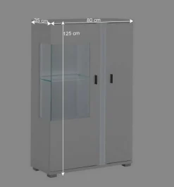 Weißes Highboard mit Glaseinsatz und LED Beleuchtung - Tirol^Wohnen Hot