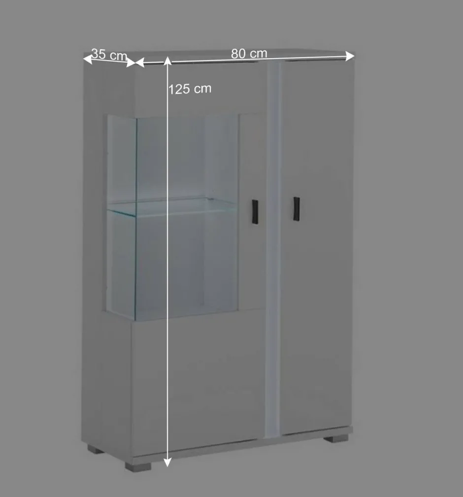 Weißes Highboard mit Glaseinsatz und LED Beleuchtung - Tirol^Wohnen Hot