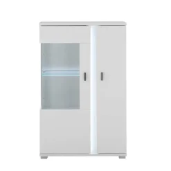 Weißes Highboard mit Glaseinsatz und LED Beleuchtung - Tirol^Wohnen Hot