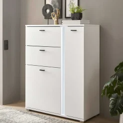 Wohnen Weißes Highboard mit LED Beleuchtung - Tirol