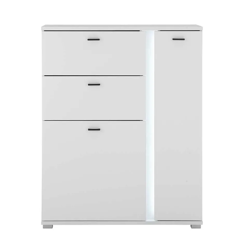 Wohnen Weißes Highboard mit LED Beleuchtung - Tirol