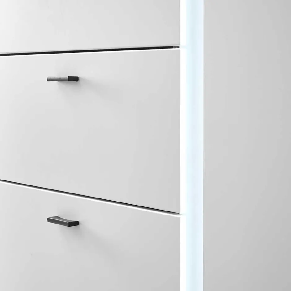 Wohnen Weißes Highboard mit LED Beleuchtung - Tirol