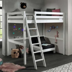 Kinder Wohnen Weißes Hochbett & Sesselbett - Relisa (zweiteilig)