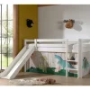 Kinder Wohnen Weißes Hochbett mit Dino Vorhangset - Cironna
