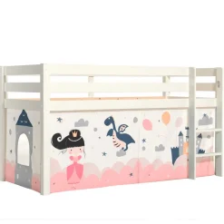 Kinder Wohnen Weißes Hochbett mit gerader Leiter - Vicados