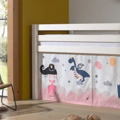 Kinder Wohnen Weißes Hochbett mit gerader Leiter - Vicados