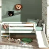 Kinder Wohnen Weißes Hochbett mit Rutsche - nur 83 cm hoch - Kendalas