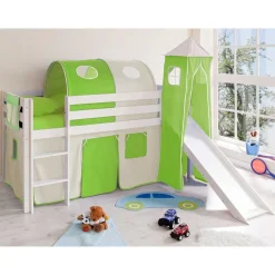 Weißes Hochbett mit Rutsche & Turm - Fegura^Wohnen Discount