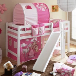 Weißes Hochbett mit Stoffset Rosa Pink - Abigail^Wohnen Clearance