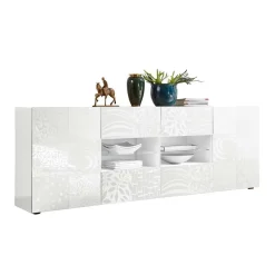 Wohnen Weißes Hochglanz Sideboard 241 cm breit - Vascaub