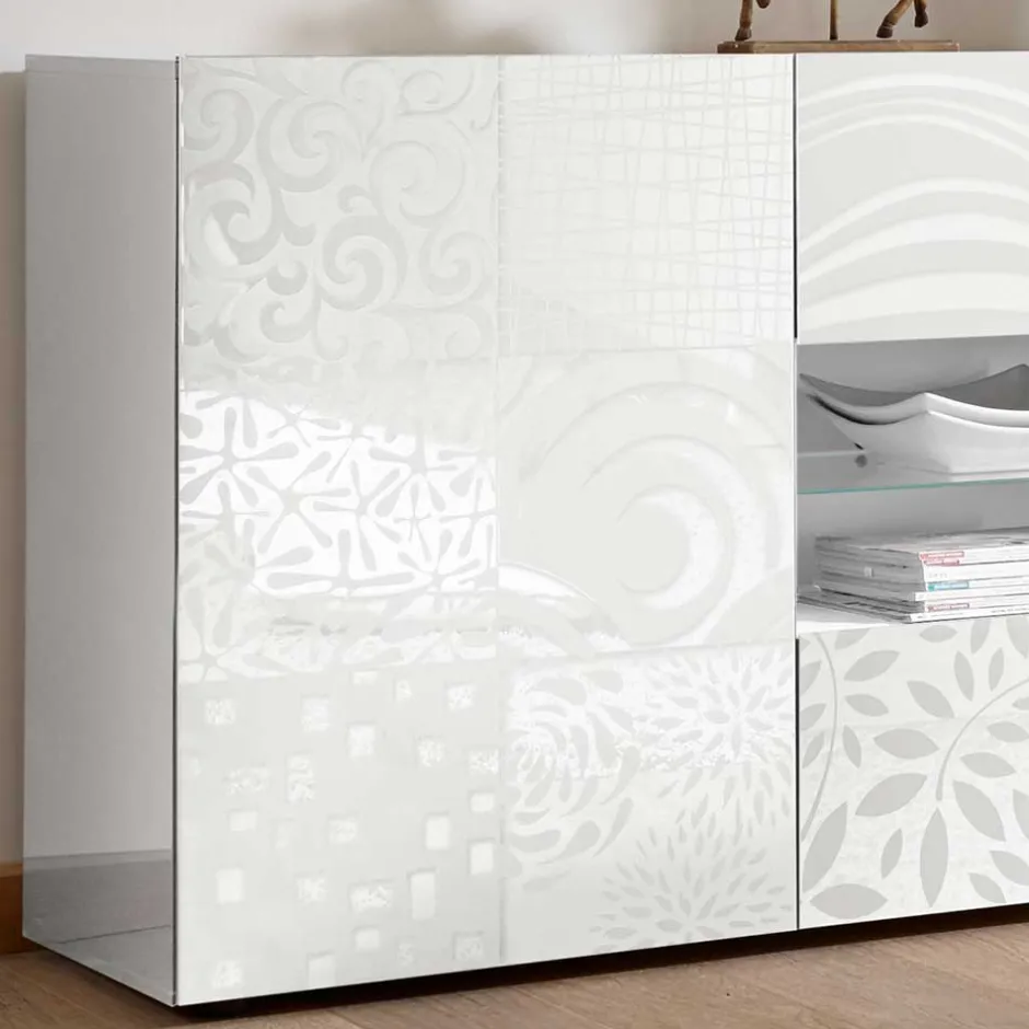 Wohnen Weißes Hochglanz Sideboard 241 cm breit - Vascaub