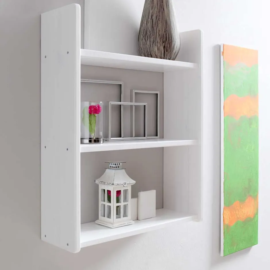 Wohnen Weißes Holz Hängeregal mit 60 cm Breite - Grenvana