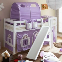 Weißes Holz-Hochbett für Kinder mit Rutsche - Nicrobar^Wohnen Clearance