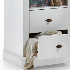 Kinder Wohnen Weißes Kinder Standregal mit 2 Schubladen - Satumare