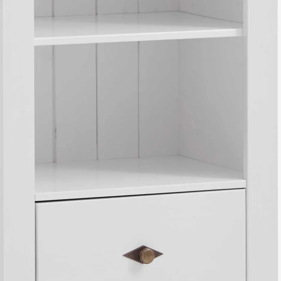 Kinder Wohnen Weißes Kinder Standregal mit 2 Schubladen - Satumare