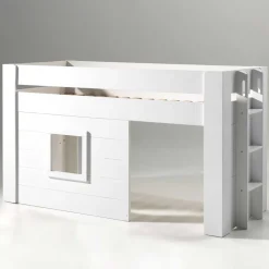 Kinder Wohnen Weißes Kinder-Hochbett im Hütten Design - Renus