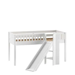 Weißes Kinder-Hochbett mit schräger Rutsche - Ranuves^Wohnen New