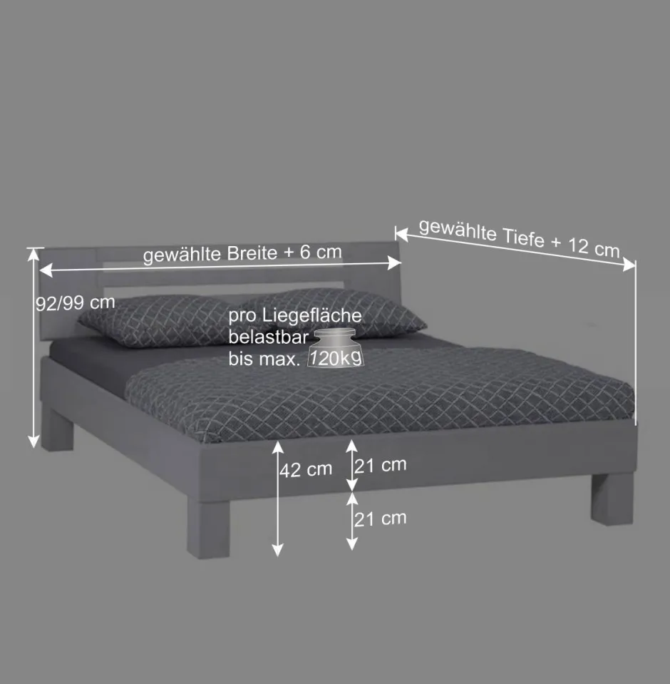 Wohnen Weißes Massivholzbett Annabell mit Kopfteil