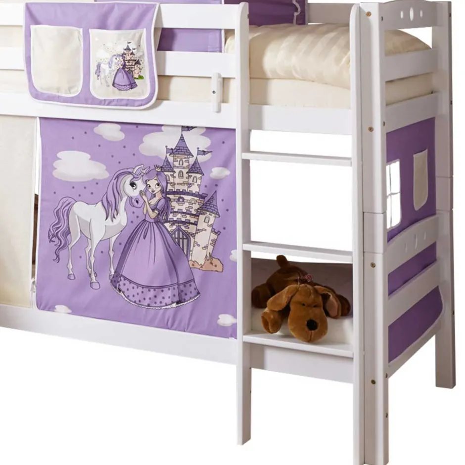 Kinder Wohnen Weißes Mädchen Etagenbett mit Rutsche - Stonecca