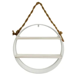 Wohnen Weißes Regal in Rund mit Seil Aufhängung - Emzanua