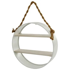 Wohnen Weißes Regal in Rund mit Seil Aufhängung - Emzanua