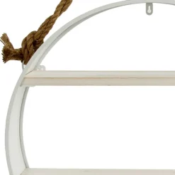 Wohnen Weißes Regal in Rund mit Seil Aufhängung - Emzanua