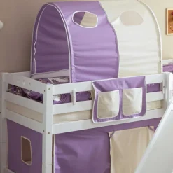 Kinder Wohnen Weißes Rutsche Hochbett aus Buche - Bruns