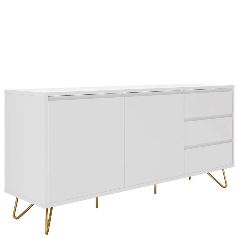 Weißes Sideboard 150cm mit Haarnadel Beinen - Donny^Wohnen New