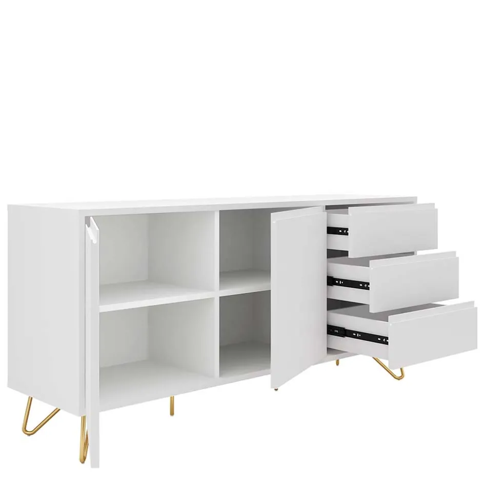 Weißes Sideboard 150cm mit Haarnadel Beinen - Donny^Wohnen New
