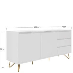 Weißes Sideboard 150cm mit Haarnadel Beinen - Donny^Wohnen New