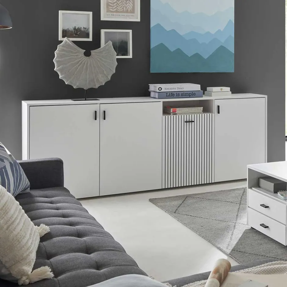 Wohnen Weißes Sideboard mit zwei Metern Breite - Dualkos
