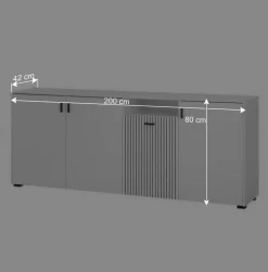 Wohnen Weißes Sideboard mit zwei Metern Breite - Dualkos