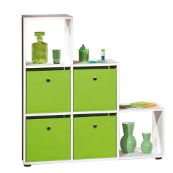 Weißes Stufenregal mit 6 Fächern - Sympatia^Wohnen Discount