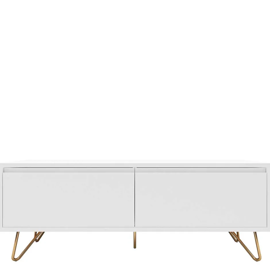 Weißes TV Lowboard mit Klappe & Schublade - Marmore^Wohnen Discount