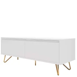 Weißes TV Lowboard mit Klappe & Schublade - Marmore^Wohnen Discount