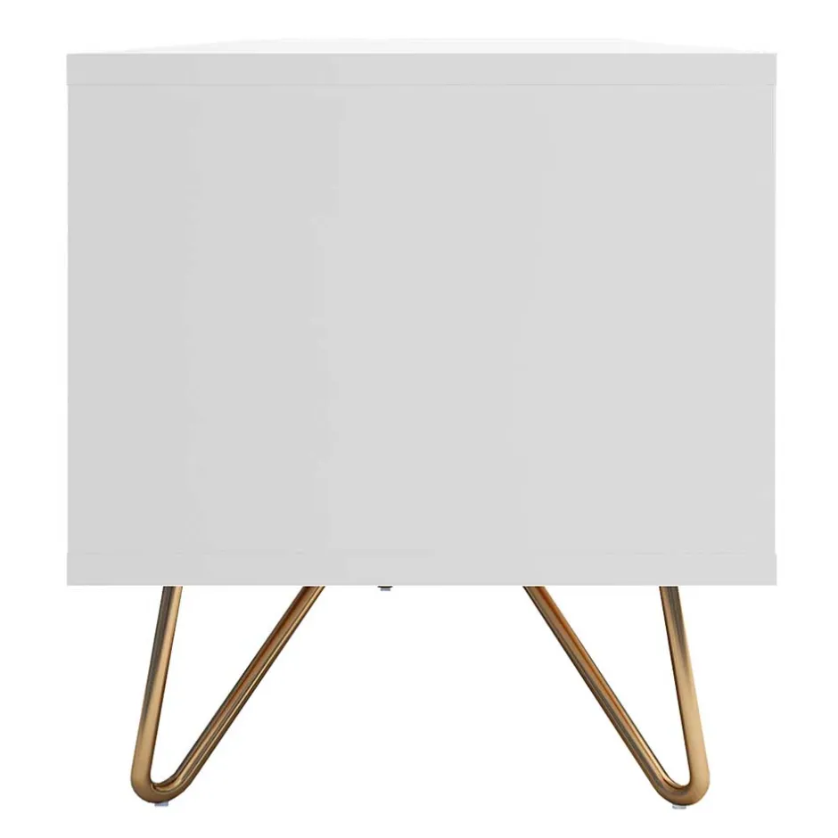 Weißes TV Lowboard mit Klappe & Schublade - Marmore^Wohnen Discount