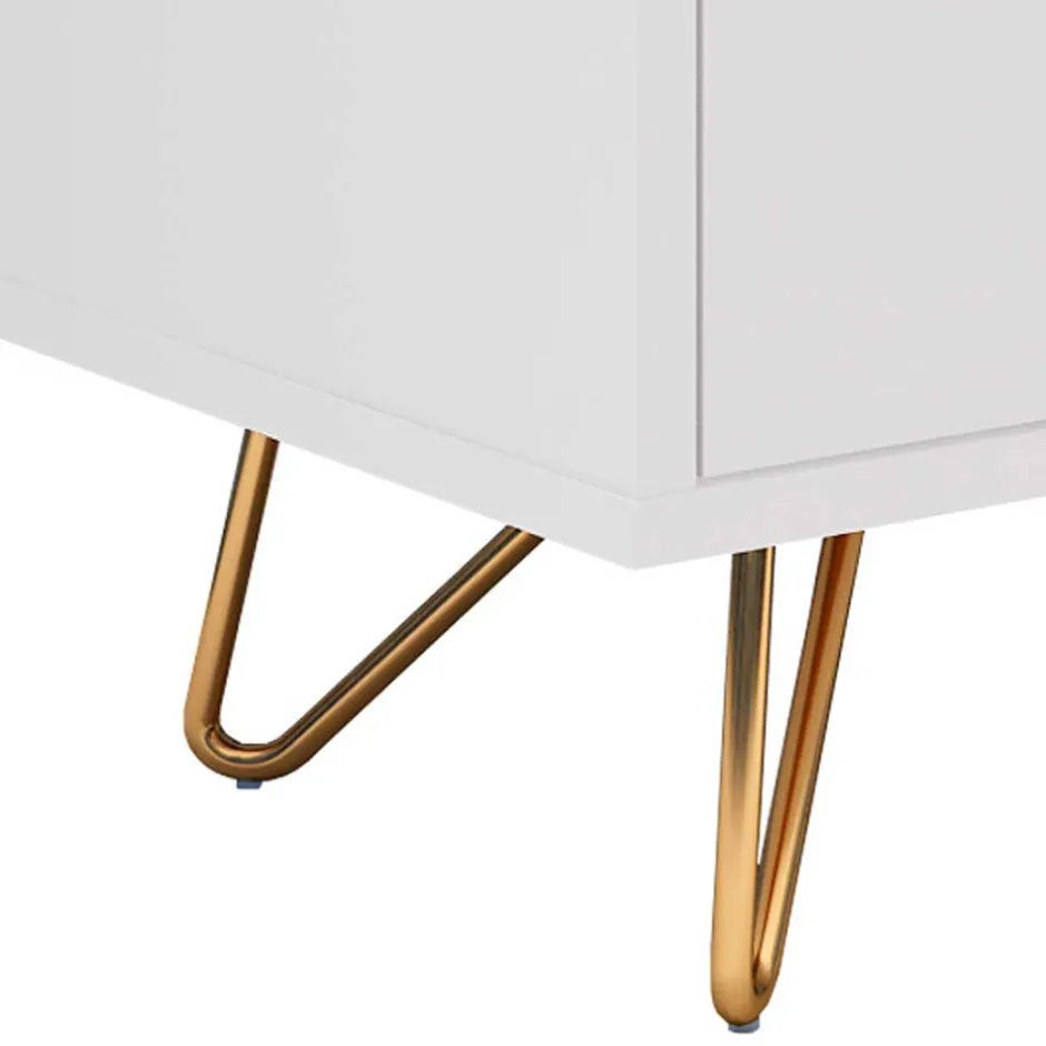 Weißes TV Lowboard mit Klappe & Schublade - Marmore^Wohnen Discount