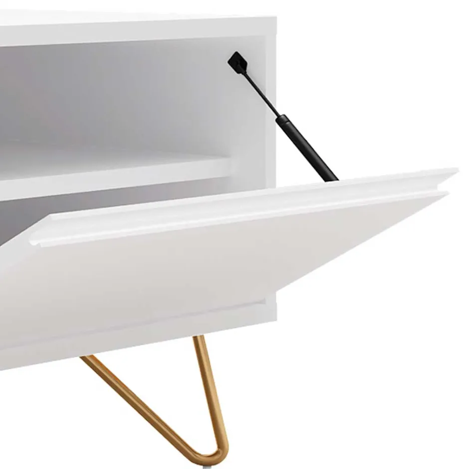 Weißes TV Lowboard mit Klappe & Schublade - Marmore^Wohnen Discount