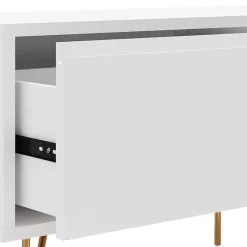 Weißes TV Lowboard mit Klappe & Schublade - Marmore^Wohnen Discount