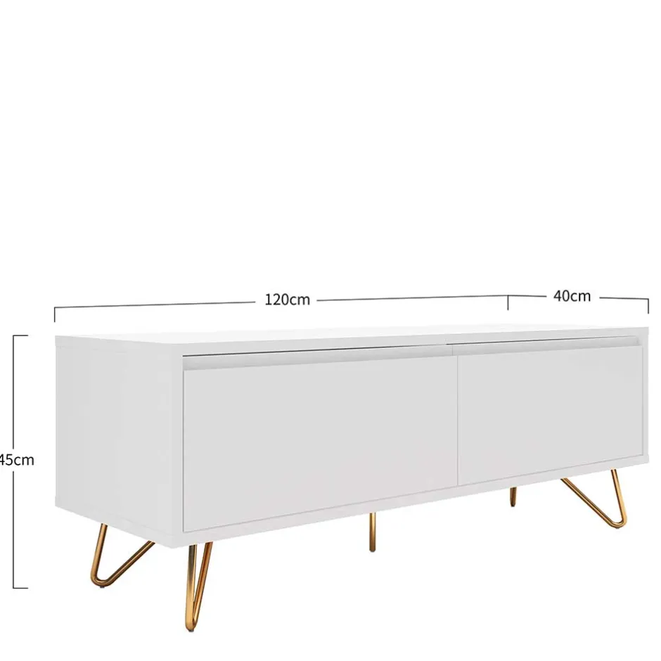 Weißes TV Lowboard mit Klappe & Schublade - Marmore^Wohnen Discount