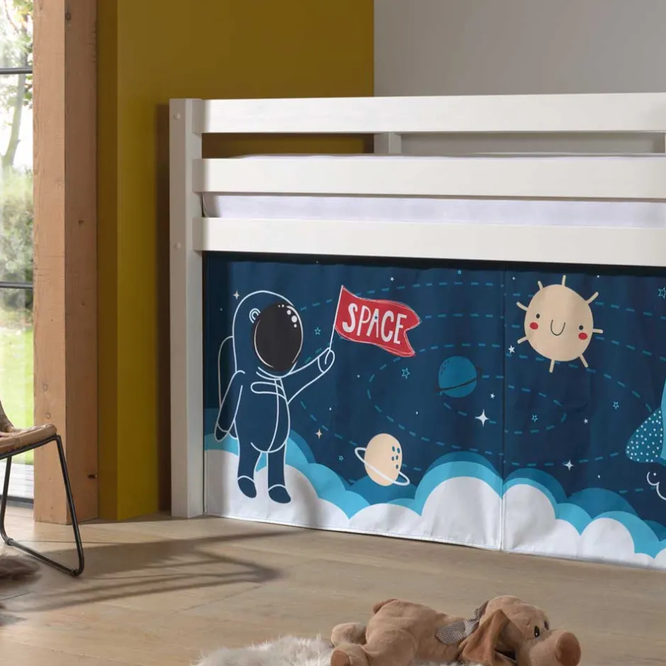 Kinder Wohnen Weltall Spielbett Hochbett in Weiß - Obbo