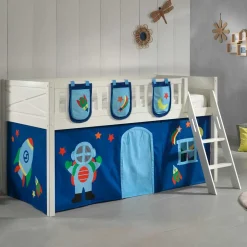 Weltall Spielbett Hochbett in Weiß - Solcian^Wohnen Discount