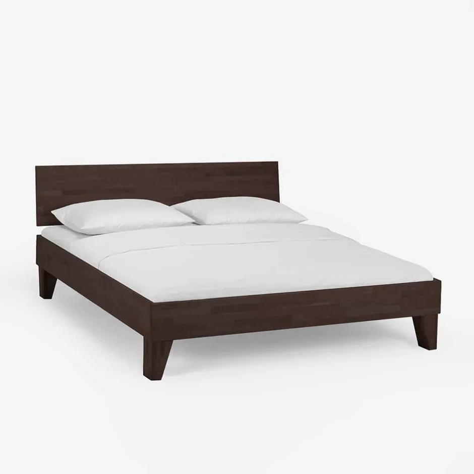 Wengefarbiges Holzbett Careful aus Buche massiv lackiert^Wohnen Best