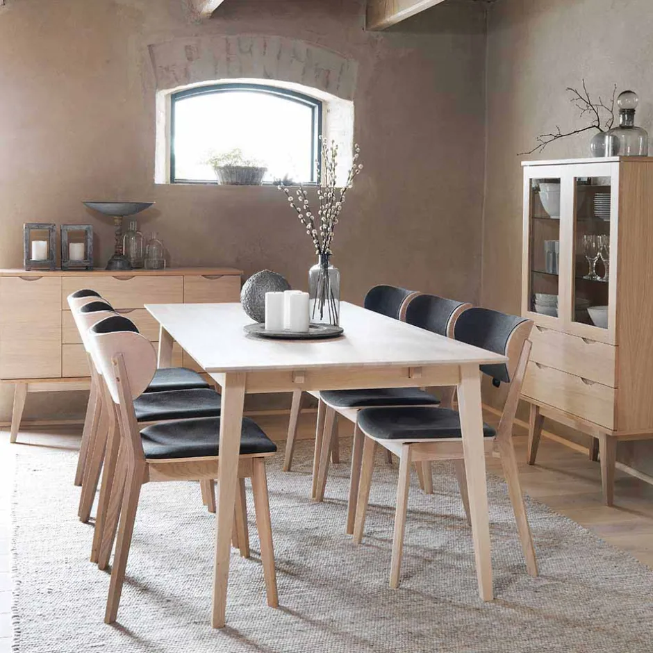 Wohnen White Wash Eiche Essgruppe Retro - Pessoa (siebenteilig)