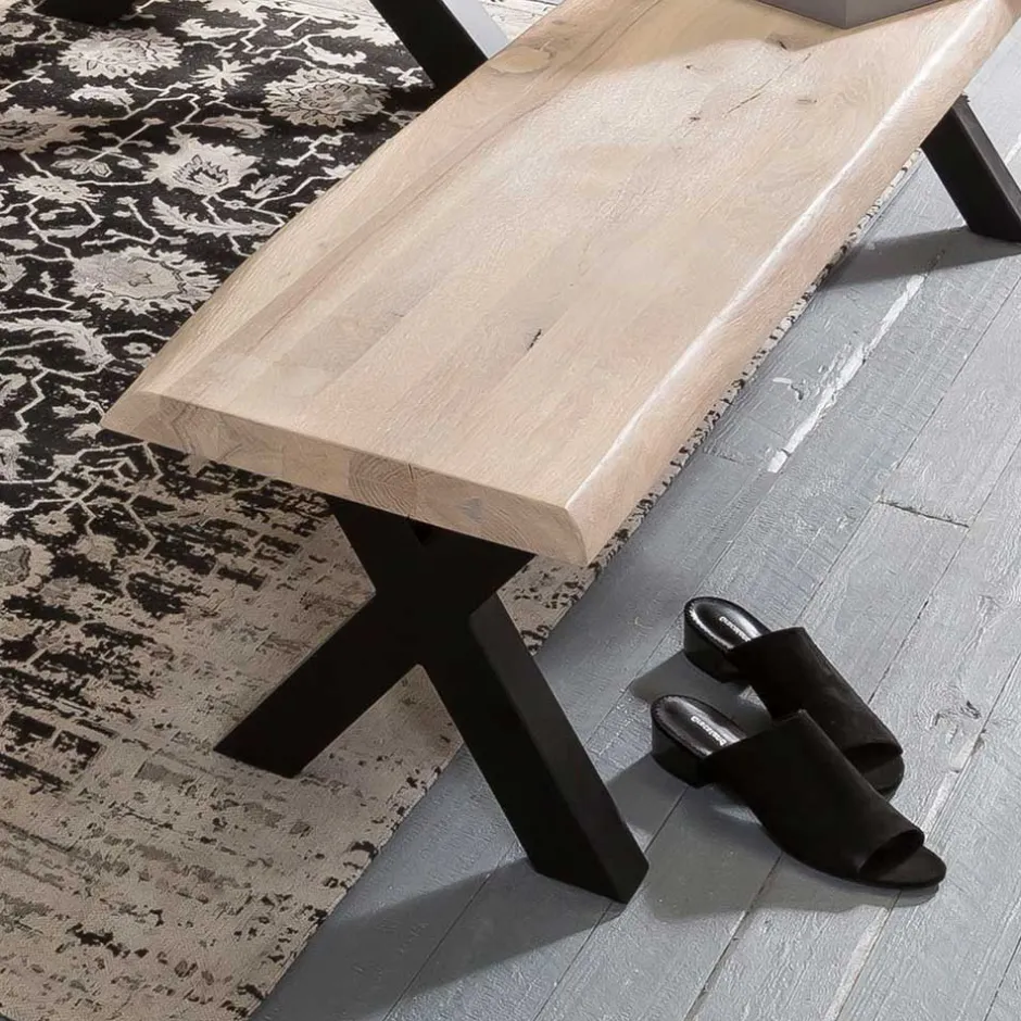 Wohnen White Wash Esstisch Bank mit Baumkante - Tilveta