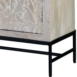 White Wash Sideboard mit Mandala Schnitzerei - Bonany^Wohnen Sale