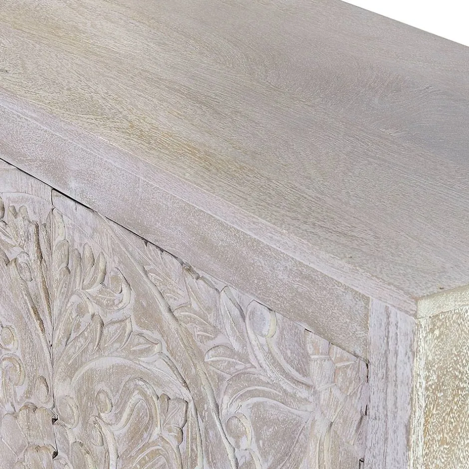 White Wash Sideboard mit Mandala Schnitzerei - Bonany^Wohnen Sale