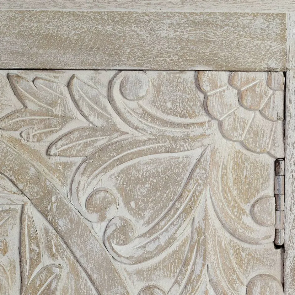 White Wash Sideboard mit Mandala Schnitzerei - Bonany^Wohnen Sale