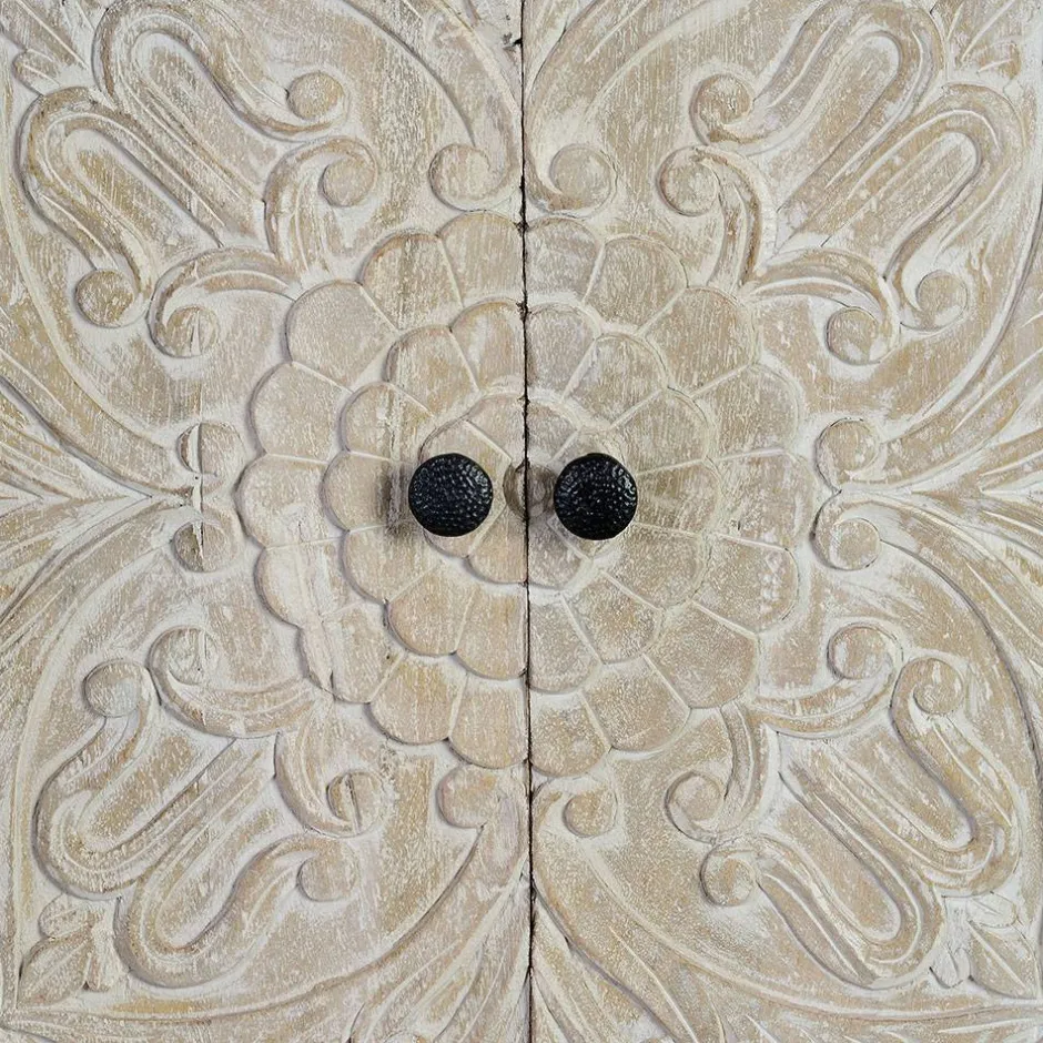 White Wash Sideboard mit Mandala Schnitzerei - Bonany^Wohnen Sale