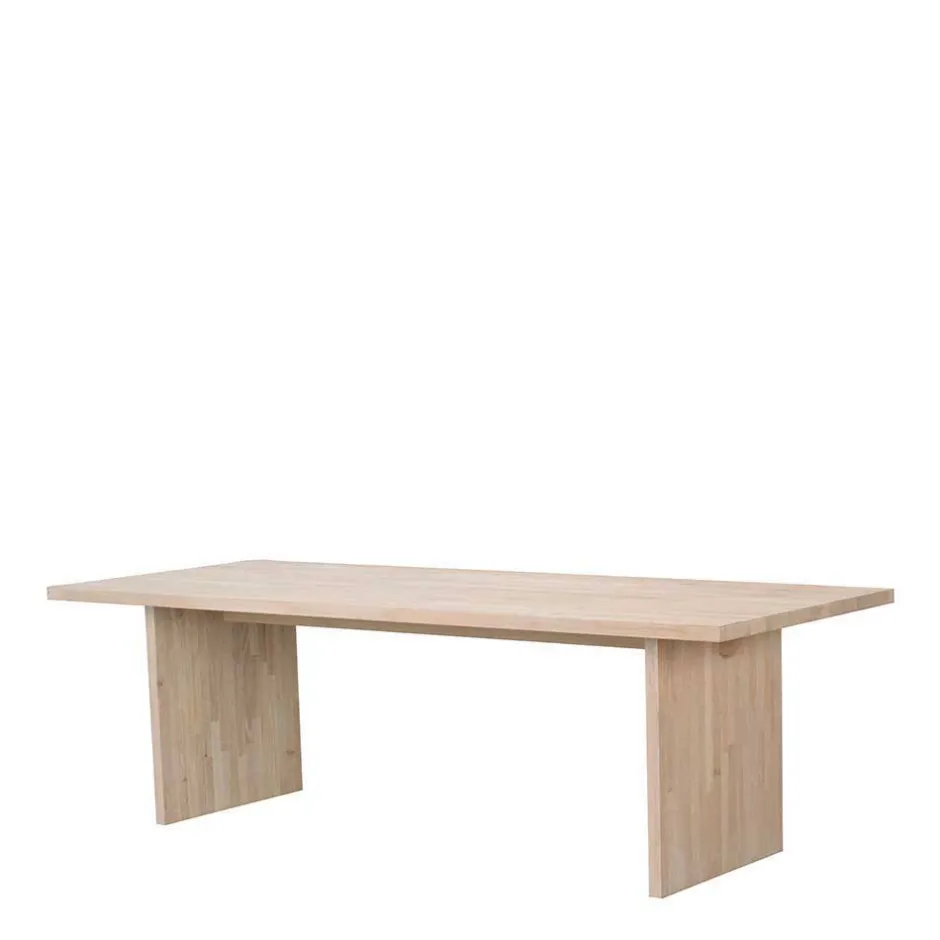 Wohnen White Wash Tisch & Lederstühle - Senatau (siebenteilig)